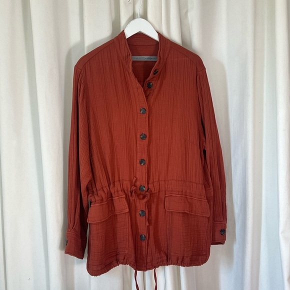 Raquel Allegra Terracotta Utility Jacket Cotton Gauze Size M - Picture 4 of 11